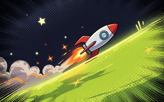 Comic-Rakete auf steigender Kurve als Motiv f&uuml;r Instant- und Crash-Spiele wie Aviator im Zoccer Casino