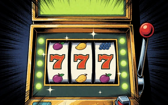 Comic-Spielautomat mit drei Walzen und Sieben-Symbolen f&uuml;r die Slots-Kategorie im Zoccer Casino